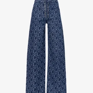 LUDOVIC DE SAINT SERNIN Wide-Leg Logo Branded-Pattern Lace-Up Jeans