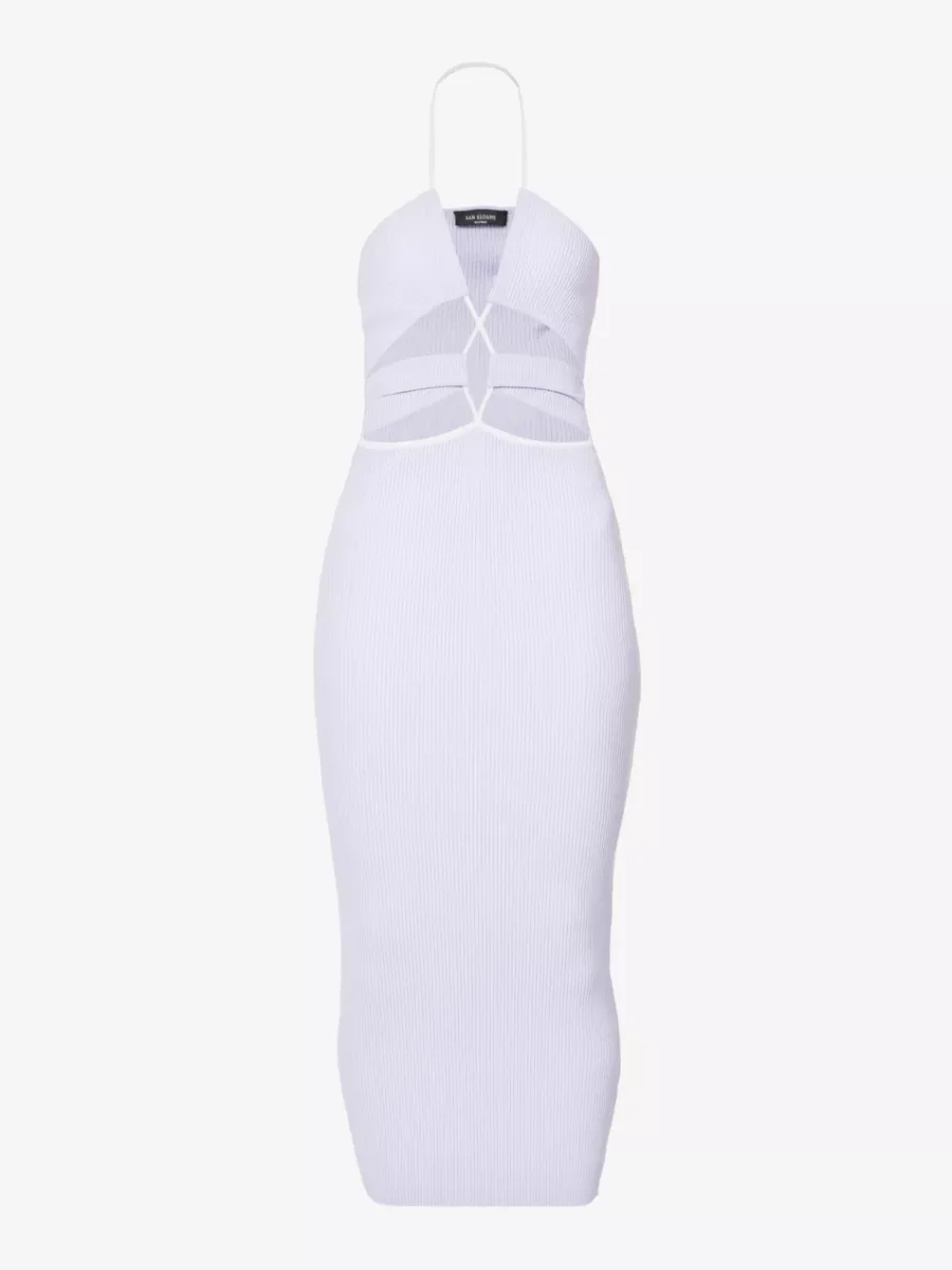 SAN SLOANE Carter Lilac Purple Cut-Out Knitted Midi Dress - Imagen 5