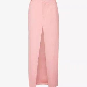 SIR. Giacomo Pink Split Front Midi Skirt