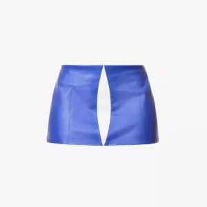 MOWALOLA Colourblock Insert Faux Leather Mini Zip Skirt