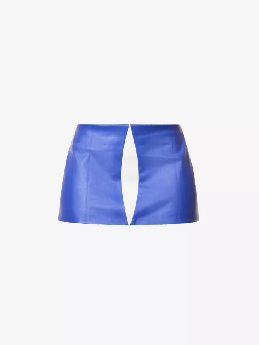 MOWALOLA Colourblock Insert Faux Leather Mini Zip Skirt - Imagen 2