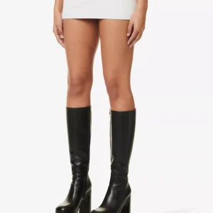 MOWALOLA Suede Leather Cut-Out Sides Mini Skirt