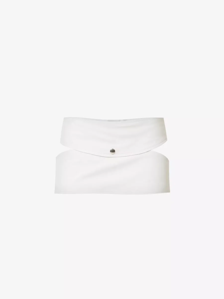 MOWALOLA Suede Leather Cut-Out Sides Mini Skirt - Imagen 3