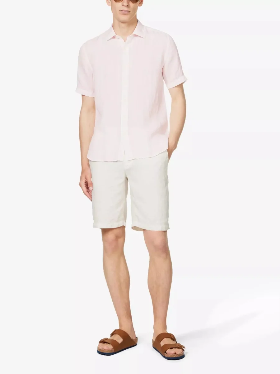 120% LINO Linen Camicia Rose Pink Spread Collar Shirt - Imagen 5