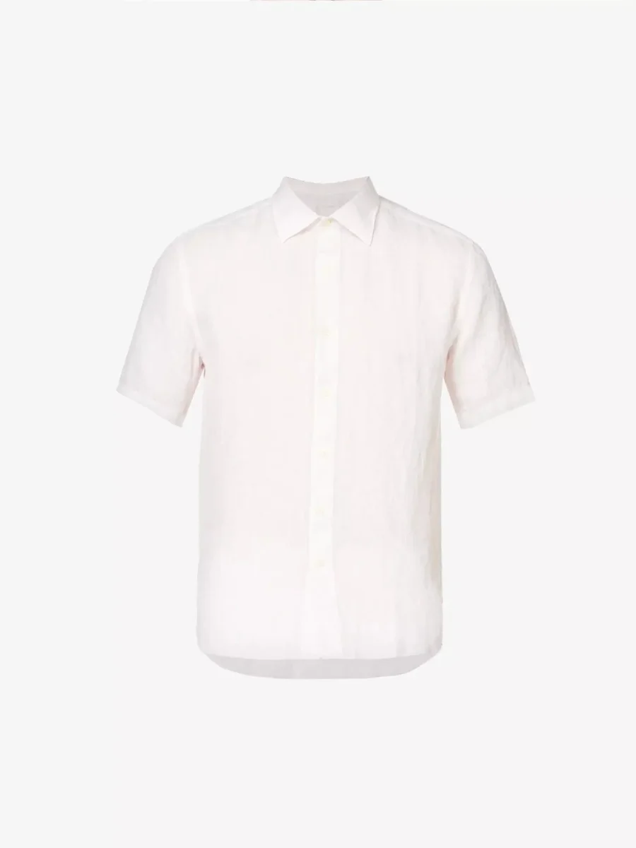 120% LINO Linen Camicia Rose Pink Spread Collar Shirt - Imagen 4