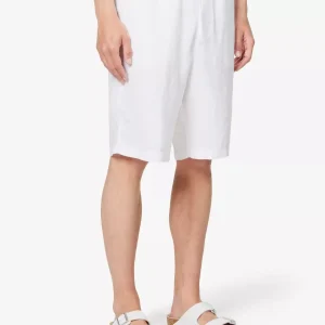 120% LINO White Bermuda High Rise Linen Shorts