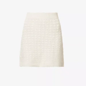 LESET Lucy White Crochet Mini Skirt
