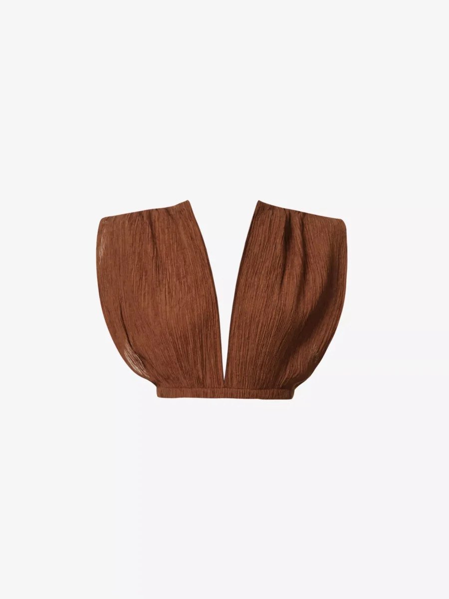 SAVANNAH MORROW Kamala Silk Bamboo Paprika Textured Crop Top - Imagen 4