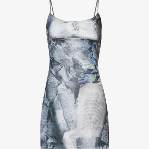 MIAOU Anya Newspaper Print Stretch Mini Dress