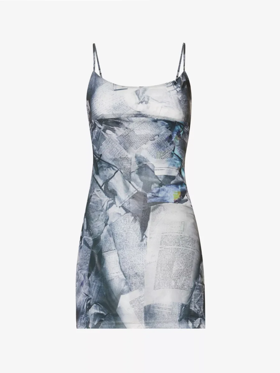 MIAOU Anya Newspaper Print Stretch Mini Dress