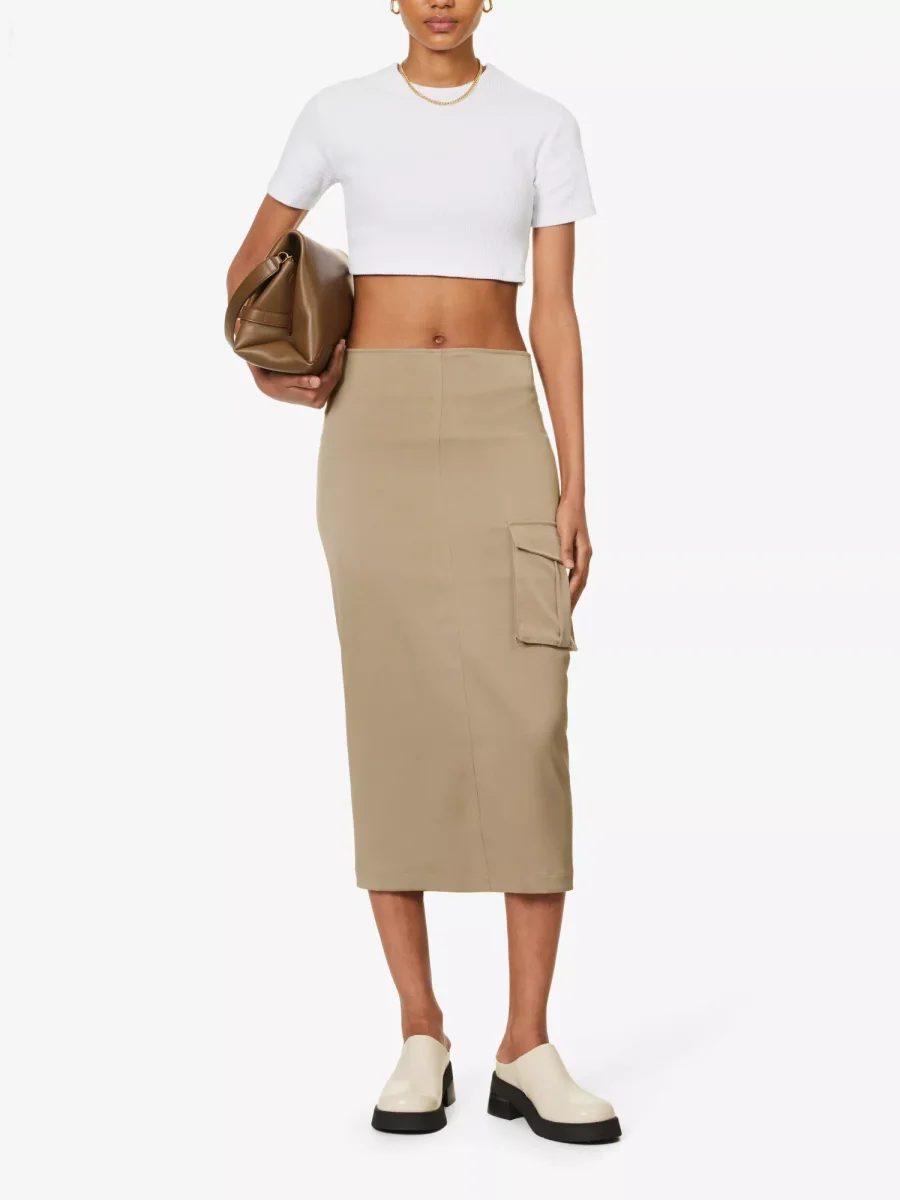 THE FRANKIE SHOP White Ribbed Knit Cotton Nico Cropped Top
