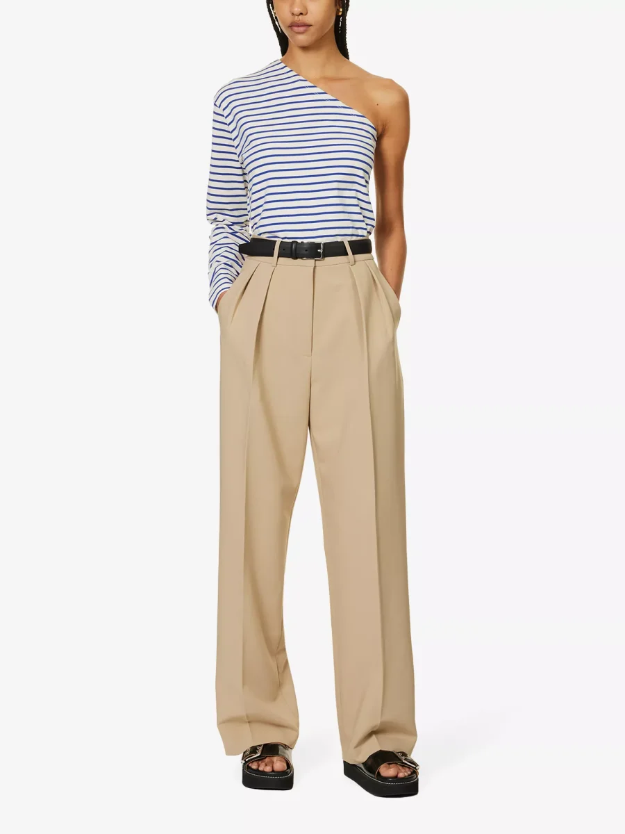 THE FRANKIE SHOP Jean One Shoulder Striped Cotton Top - Imagen 3