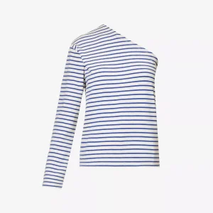 THE FRANKIE SHOP Jean One Shoulder Striped Cotton Top
