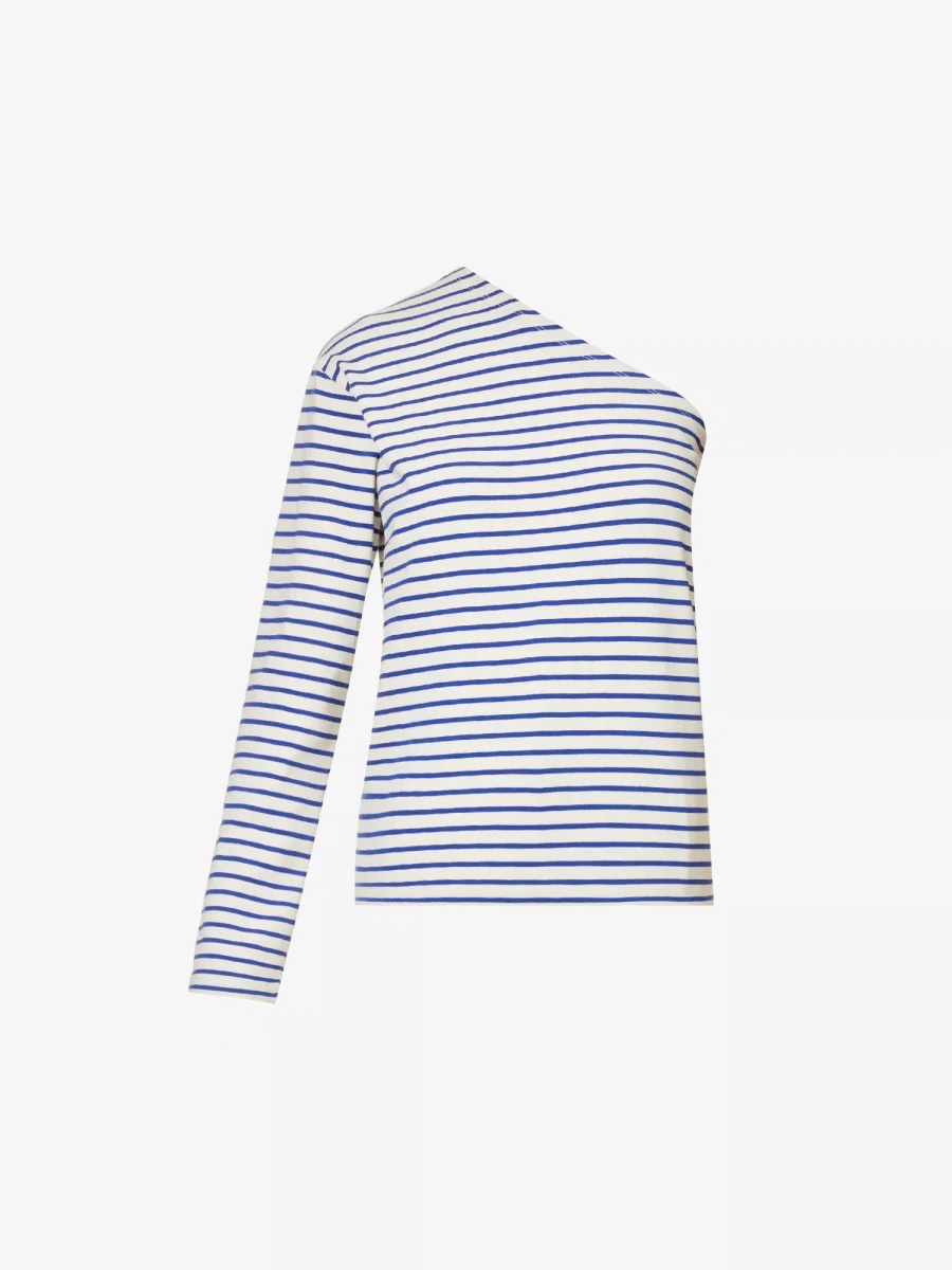 THE FRANKIE SHOP Jean One Shoulder Striped Cotton Top - Imagen 2