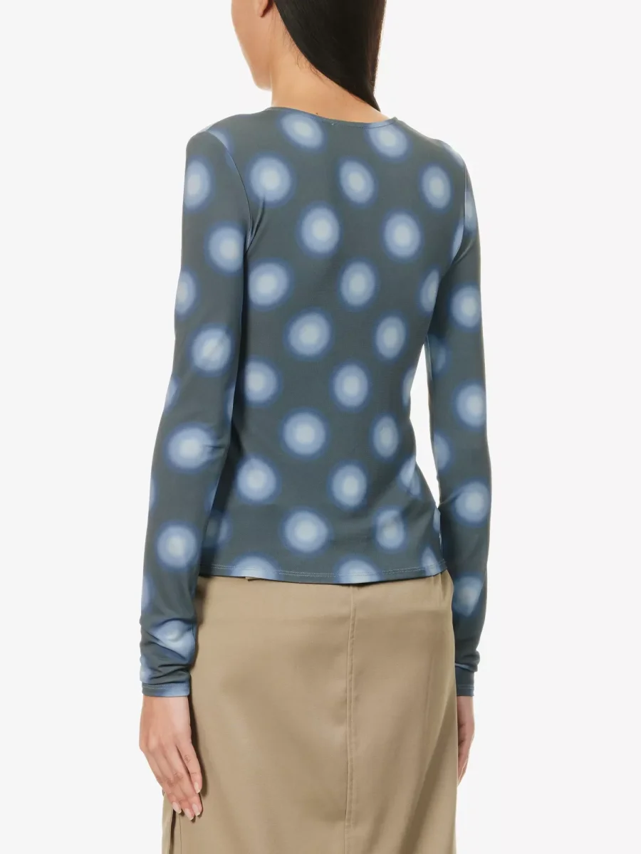 MIAOU Helena Gradient Dot Blue Open Front Tie-up Top - Imagen 6