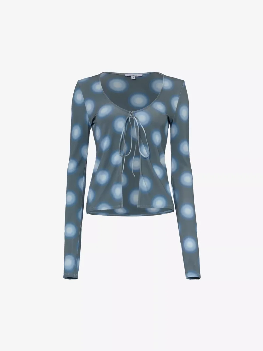 MIAOU Helena Gradient Dot Blue Open Front Tie-up Top - Imagen 2