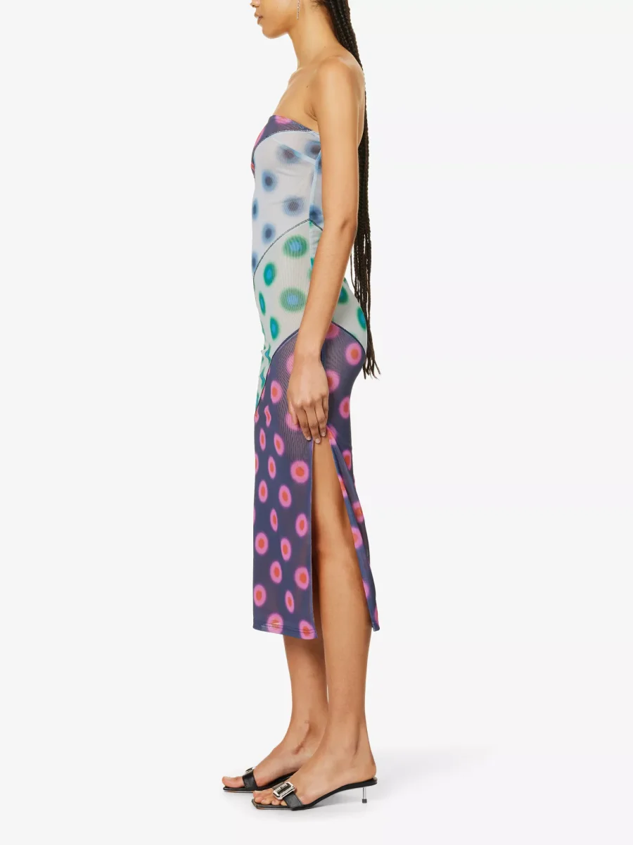 MIAOU Circle Dot Print Patchwork Midi Dress - Imagen 6
