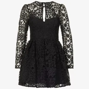 SELF-PORTRAIT Cut-out Flared-Hem Lace Mini Dark Romantic Dress