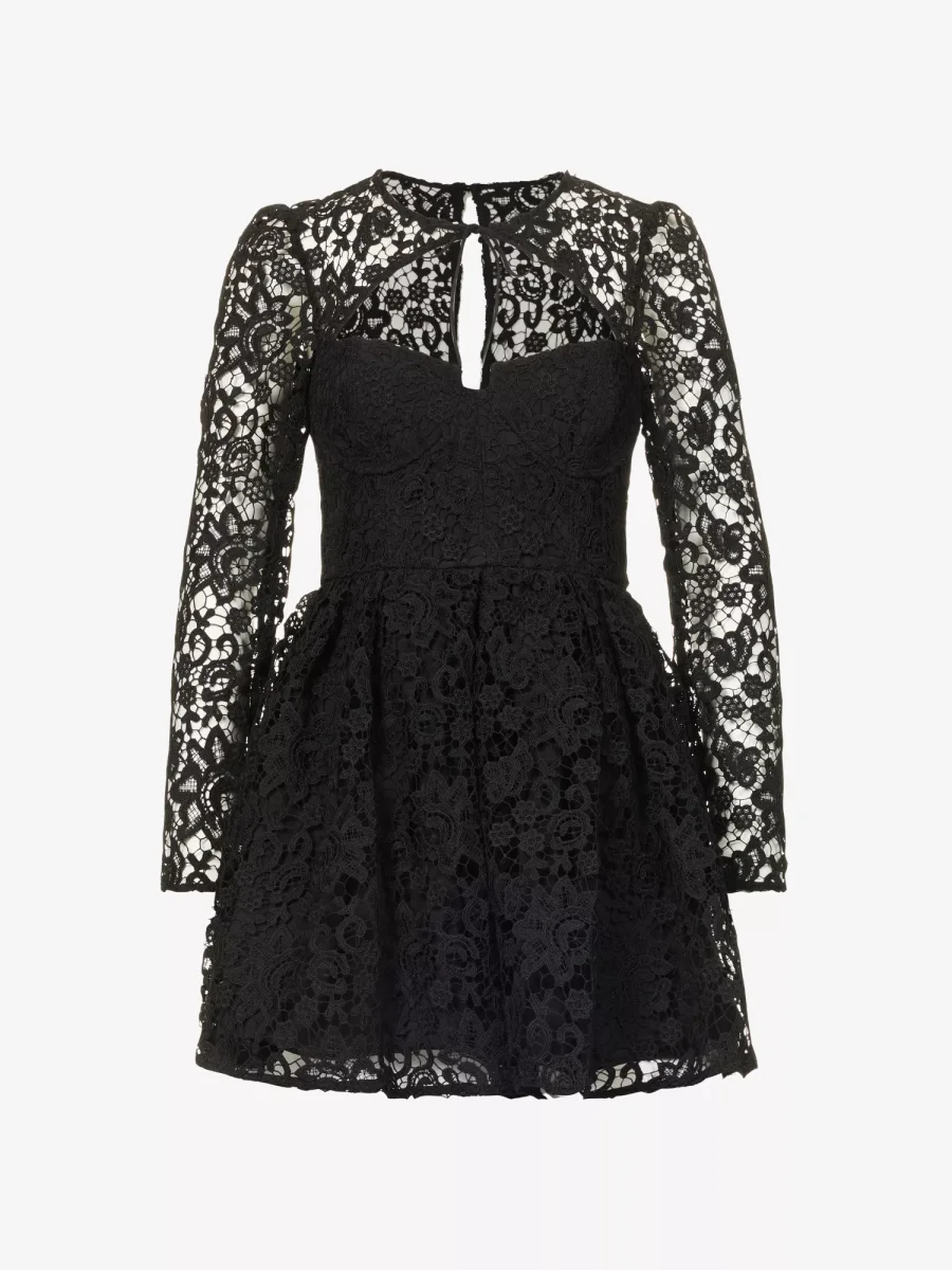 SELF-PORTRAIT Cut-out Flared-Hem Lace Mini Dark Romantic Dress
