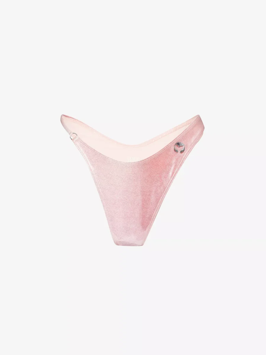 LESLIE AMON Pink Metallic Wet Look La Bella Bikini Bottoms - Imagen 2