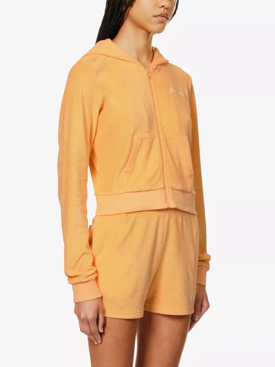 SPORTY & RICH NY Tennis Club Zip Up Orange Hoodie - Imagen 6