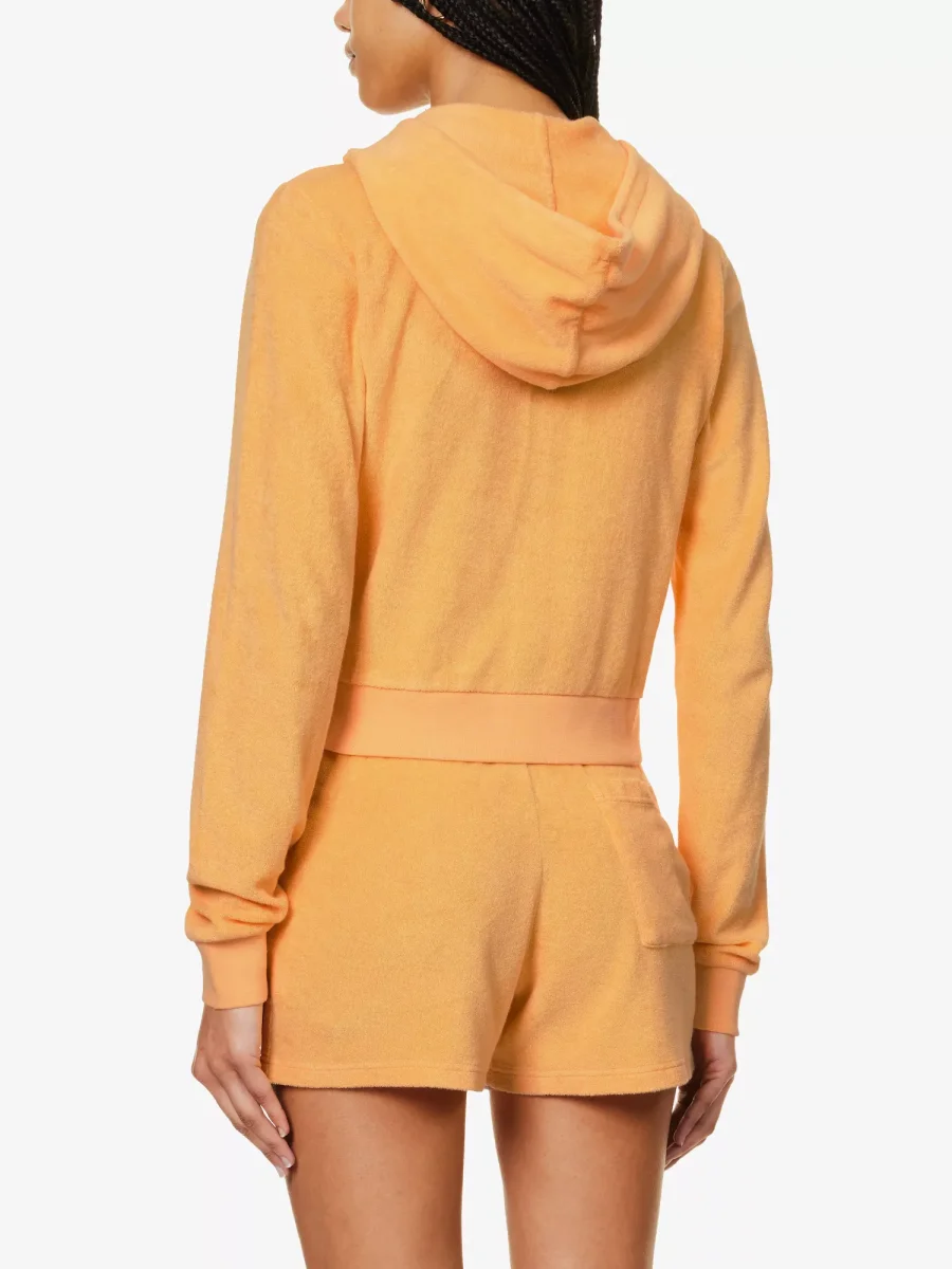 SPORTY & RICH NY Tennis Club Zip Up Orange Hoodie - Imagen 5