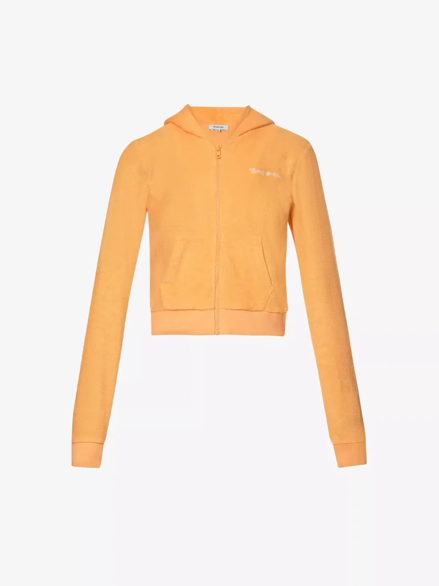 SPORTY & RICH NY Tennis Club Zip Up Orange Hoodie - Imagen 3