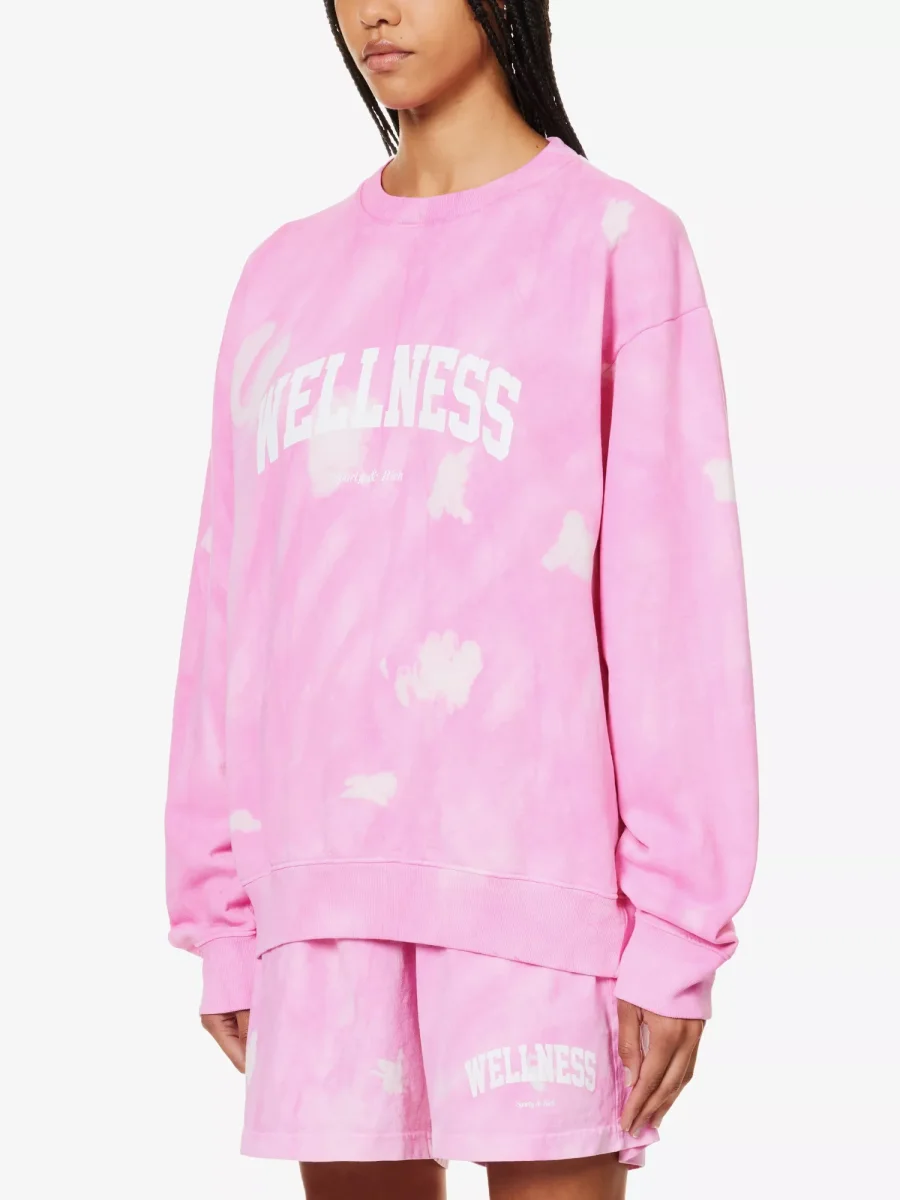 SPORTY & RICH Wellness Pink Tie Dye Cotton Jersey Shorts - Imagen 5