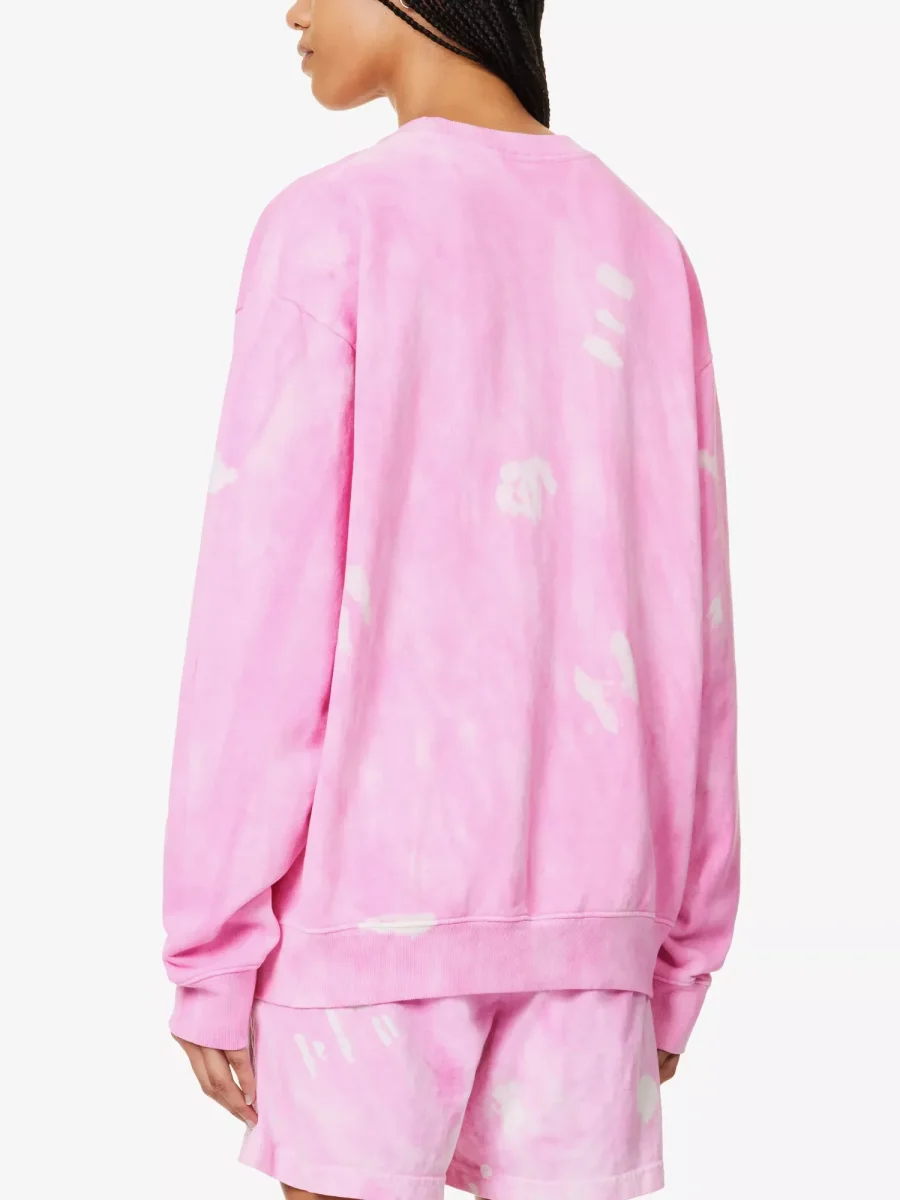 SPORTY & RICH Wellness Pink Tie Dye Cotton Jersey Shorts - Imagen 4