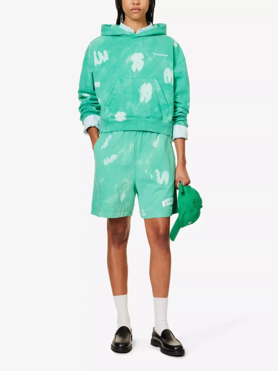 SPORTY & RICH Serif Tie Dye Cotton Jersey Hoody - Imagen 6