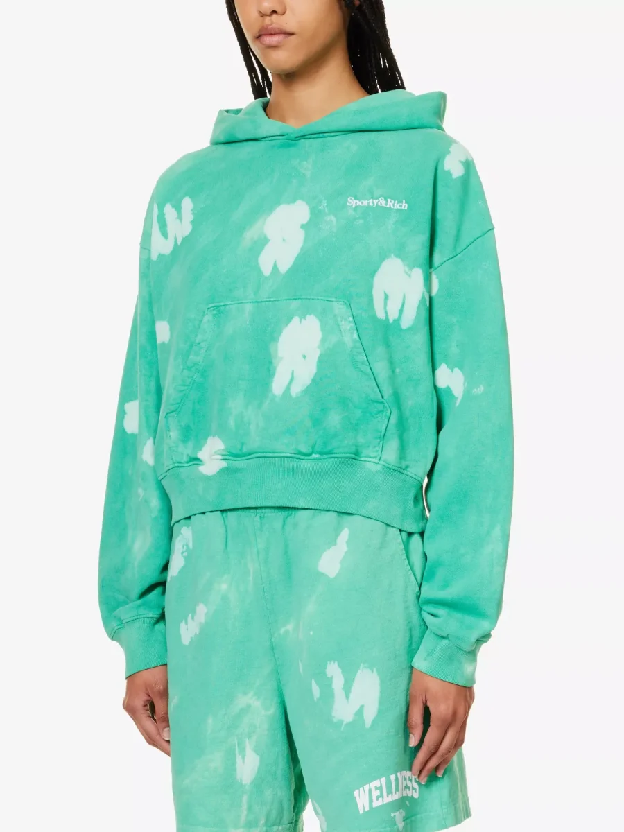 SPORTY & RICH Serif Tie Dye Cotton Jersey Hoody - Imagen 4