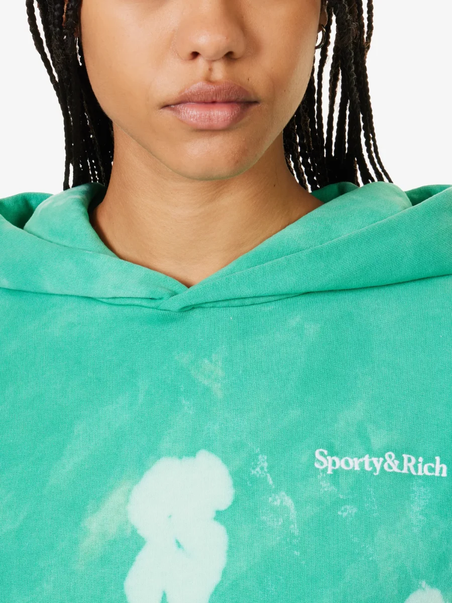 SPORTY & RICH Serif Tie Dye Cotton Jersey Hoody - Imagen 3