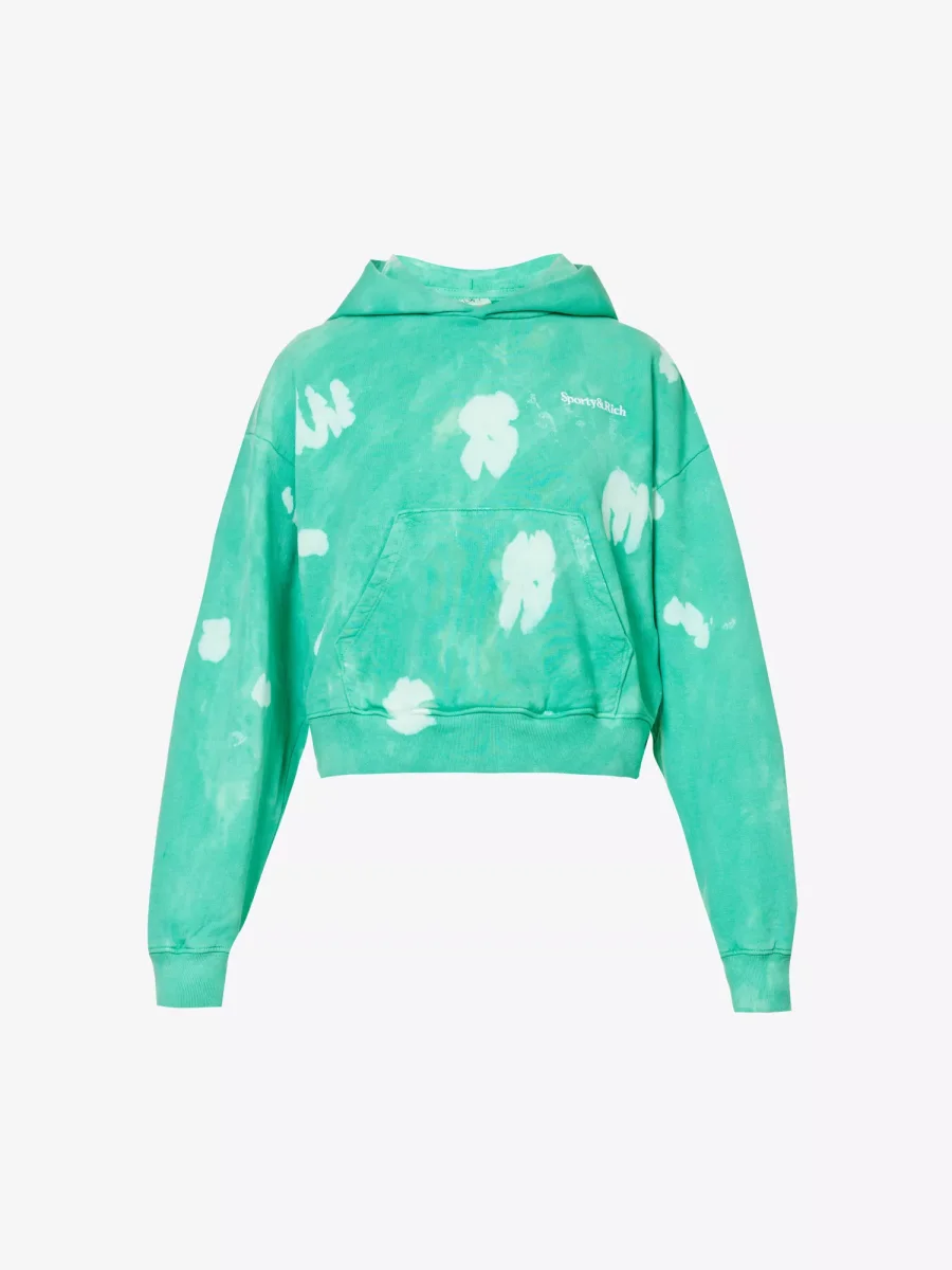 SPORTY & RICH Serif Tie Dye Cotton Jersey Hoody