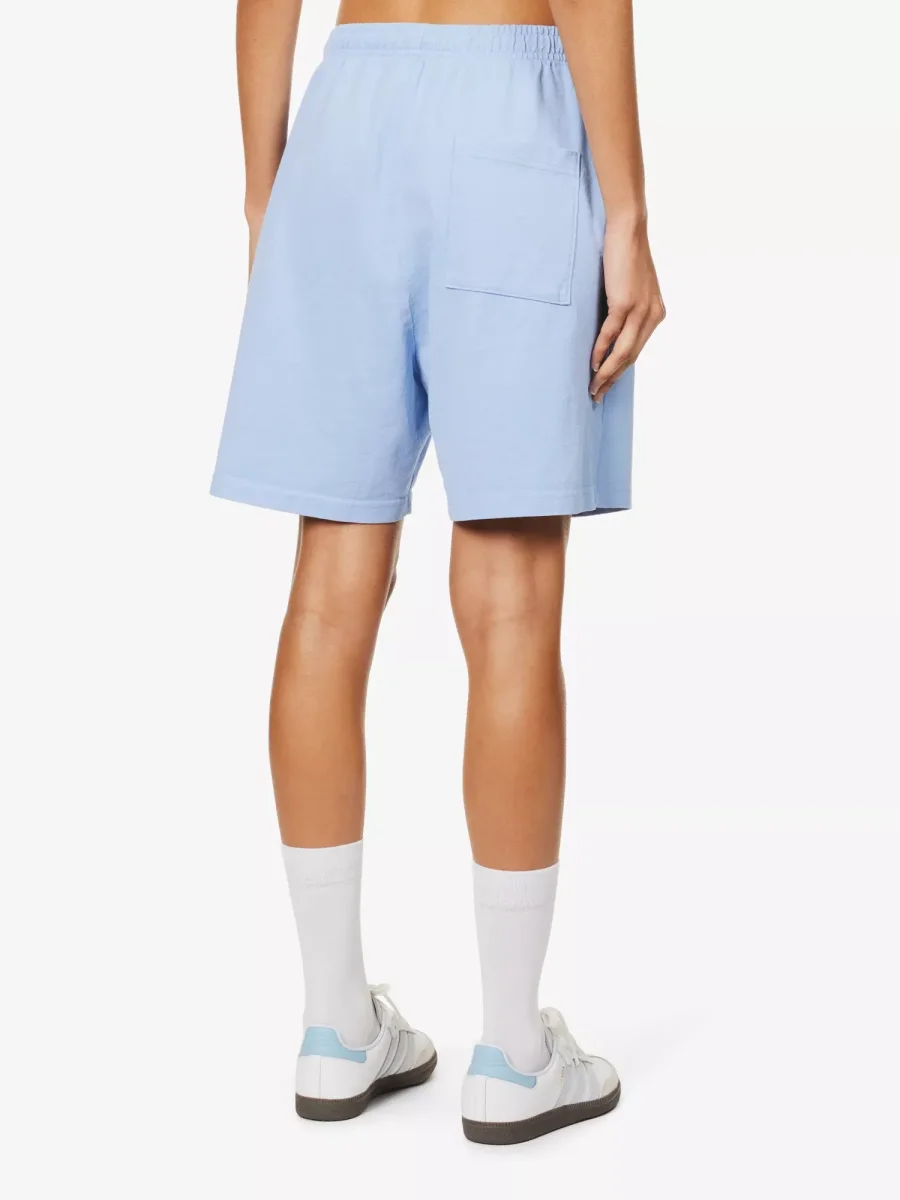 SPORTY & RICH Monte Carlo Mid Rise Cotton-Jersey Blue Retro Gym Shorts - Imagen 5