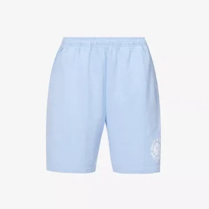 SPORTY & RICH Monte Carlo Mid Rise Cotton-Jersey Blue Retro Gym Shorts