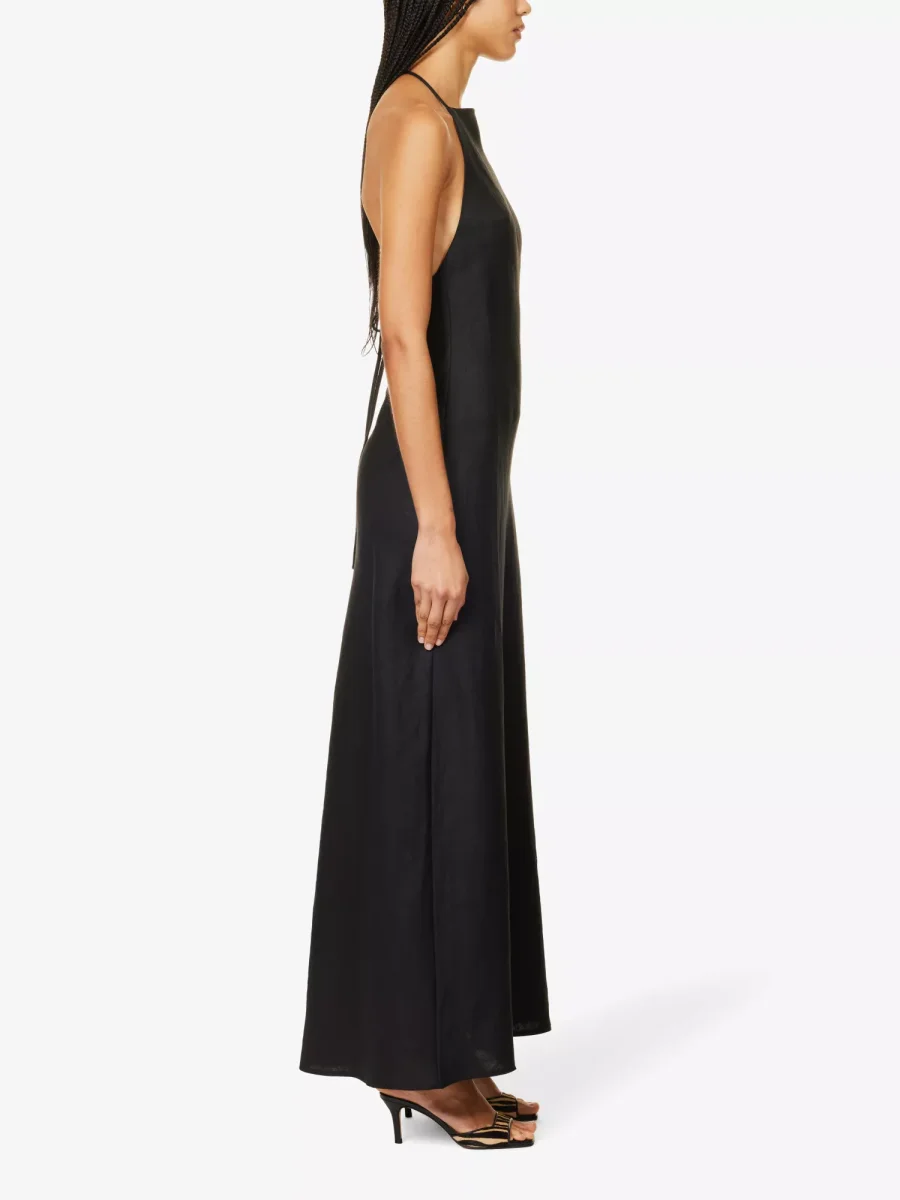 REFORMATION Selia Halterneck Strappy Open Back Linen Maxi Dress - Imagen 6