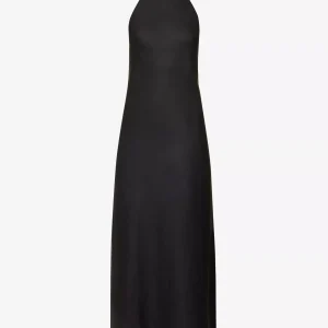 REFORMATION Selia Halterneck Strappy Open Back Linen Maxi Dress