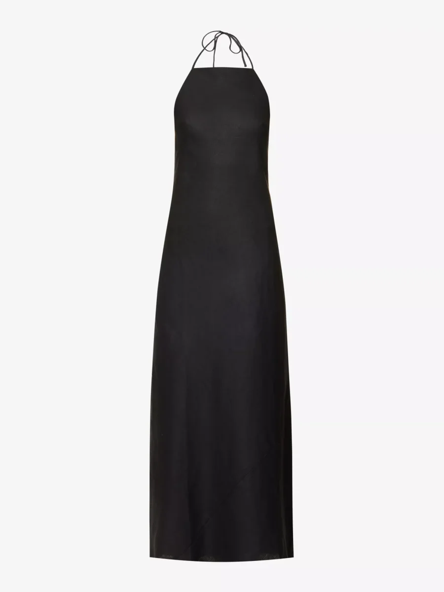 REFORMATION Selia Halterneck Strappy Open Back Linen Maxi Dress - Imagen 2