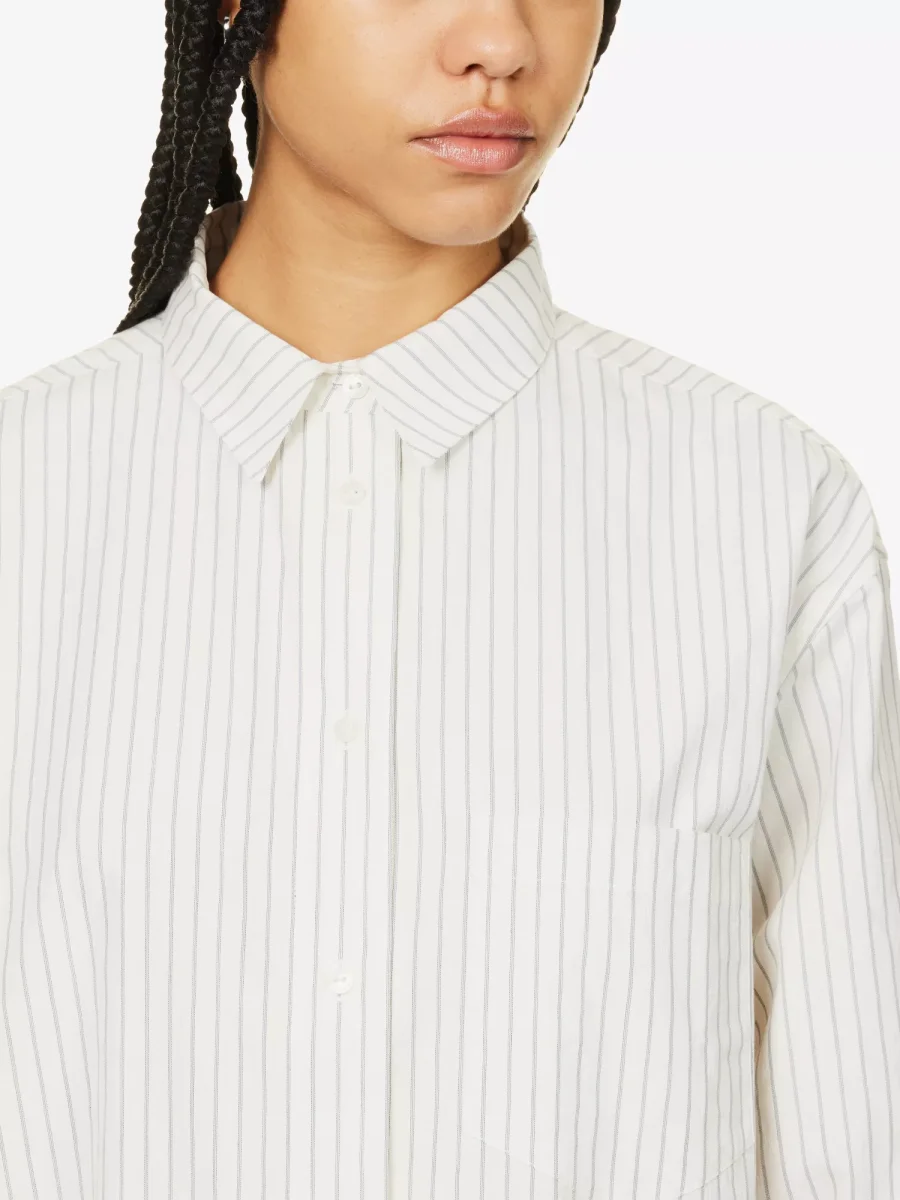 ANINE BING Logo Monogram Cotton Poplin Stripe Braxton Shirt - Imagen 7