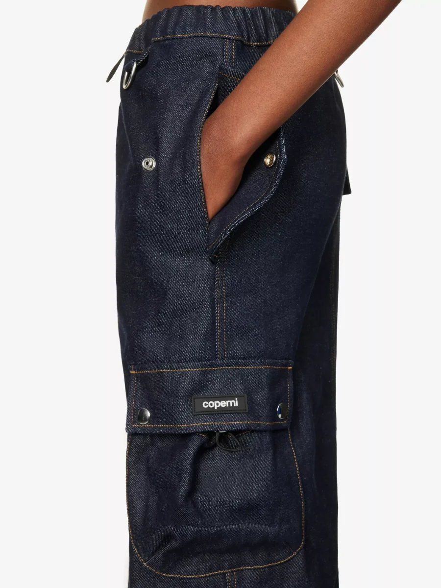 COPERNI Cargo Denim Dark Wash Logo Patch Pocket Detail Maxi Skirt - Imagen 7