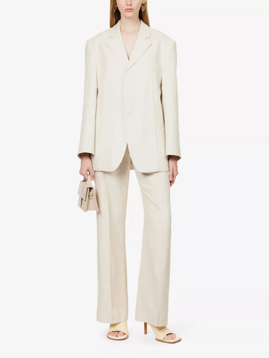 JACQUEMUS La Veste d'Homme Notch-Lapel Linen-Blend Beige Blazer - Imagen 3
