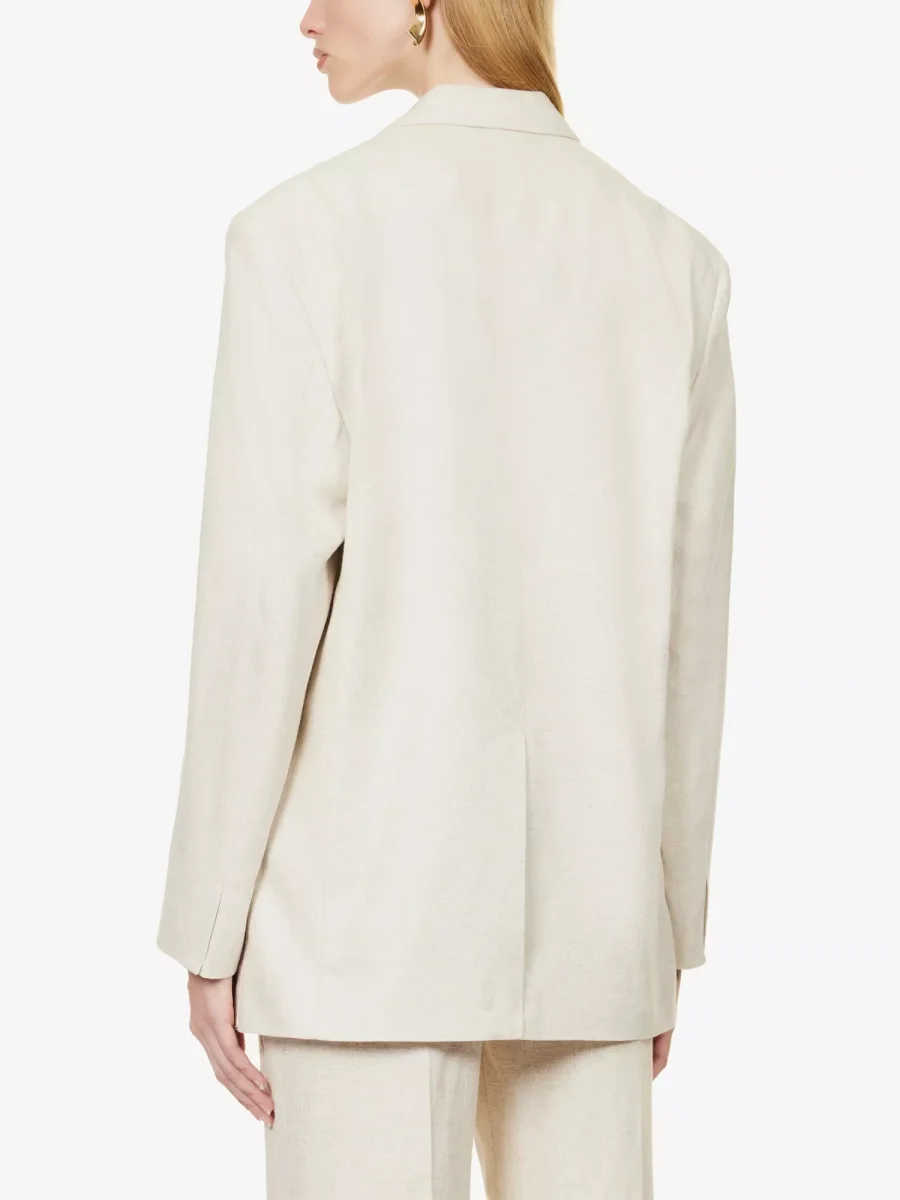 JACQUEMUS La Veste d'Homme Notch-Lapel Linen-Blend Beige Blazer - Imagen 7