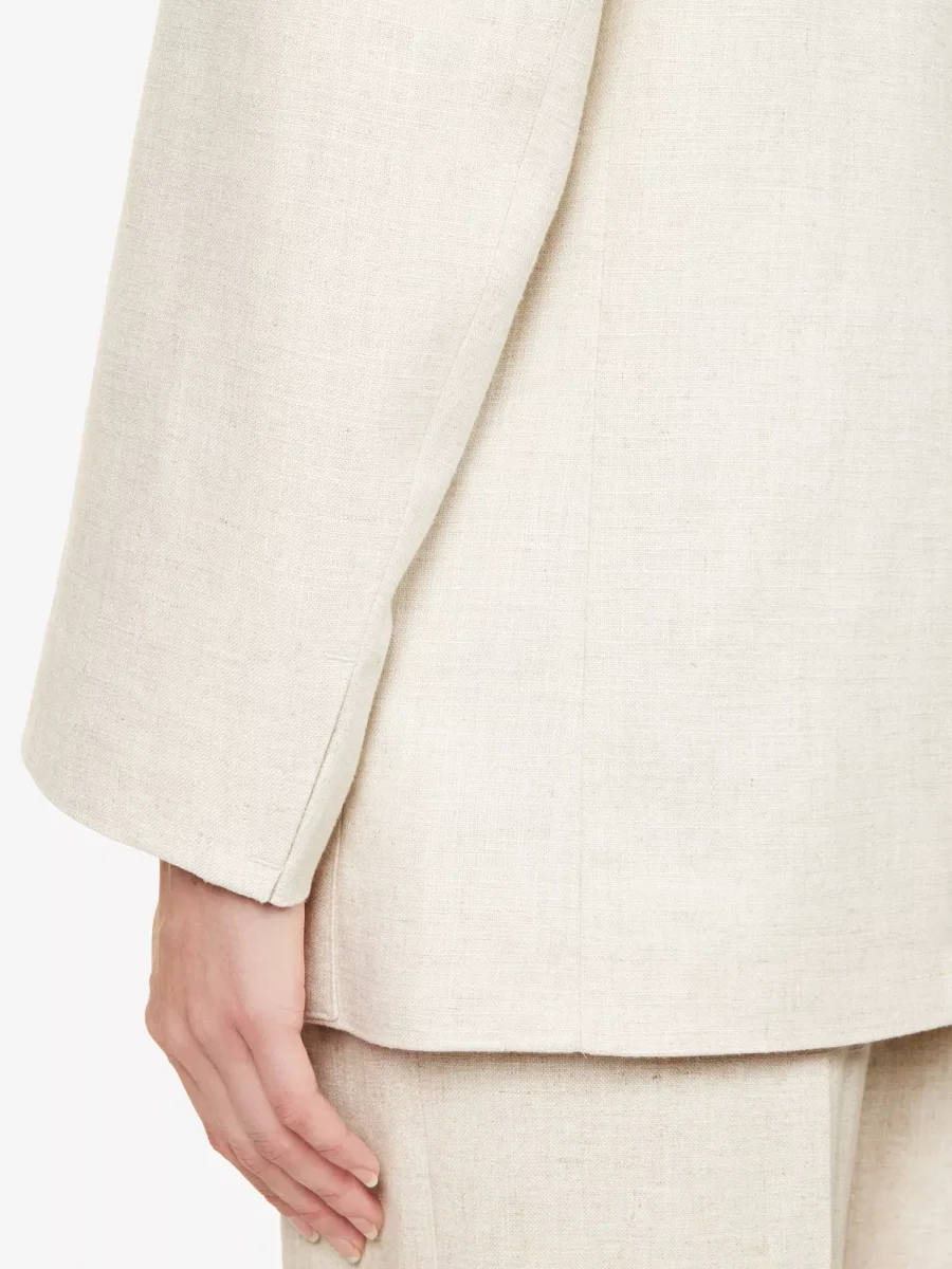 JACQUEMUS La Veste d'Homme Notch-Lapel Linen-Blend Beige Blazer - Imagen 6