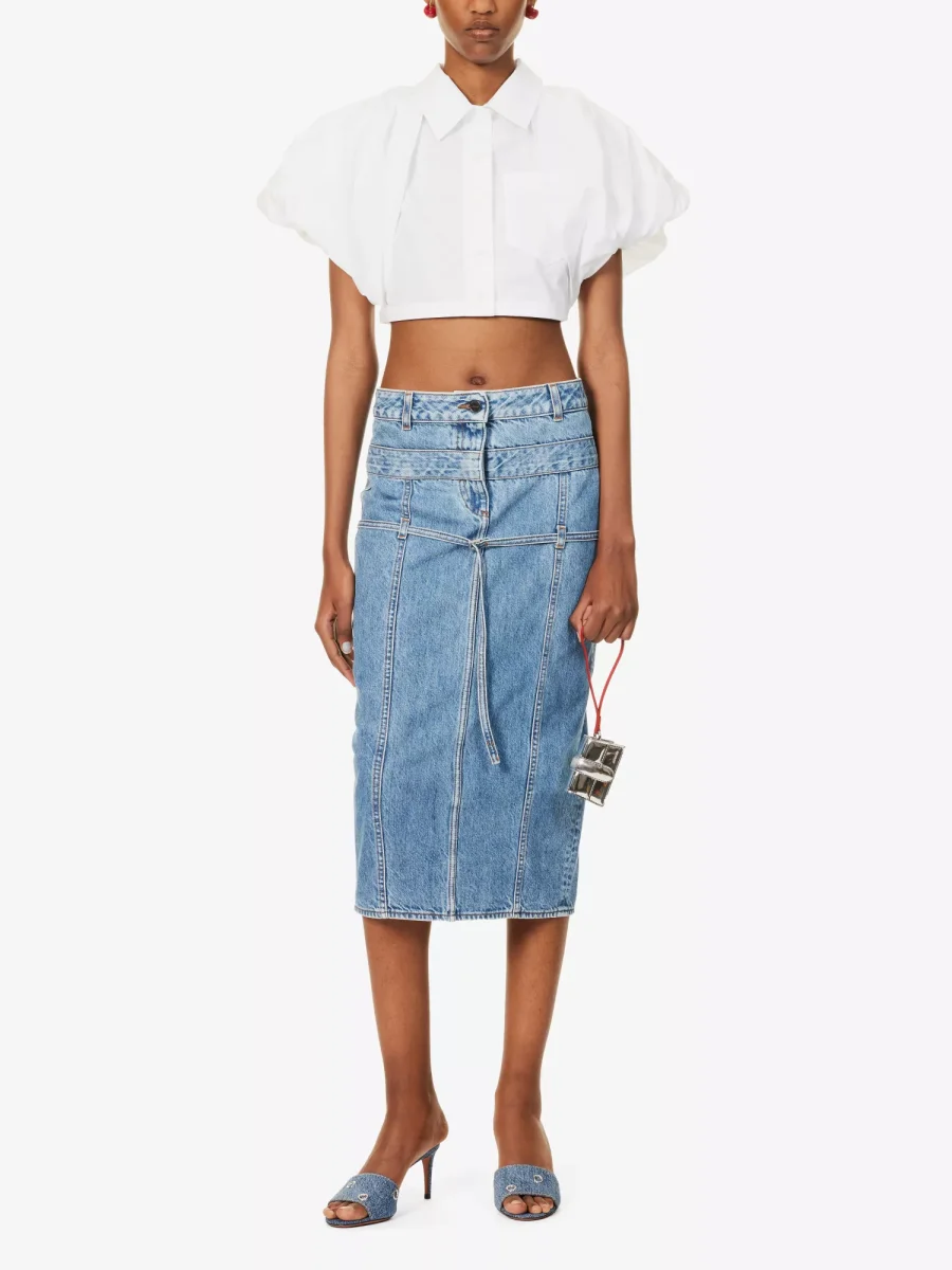 JACQUEMUS La Chemise Pavane Puffed Sleeve Woven Cropped Shirt - Imagen 3