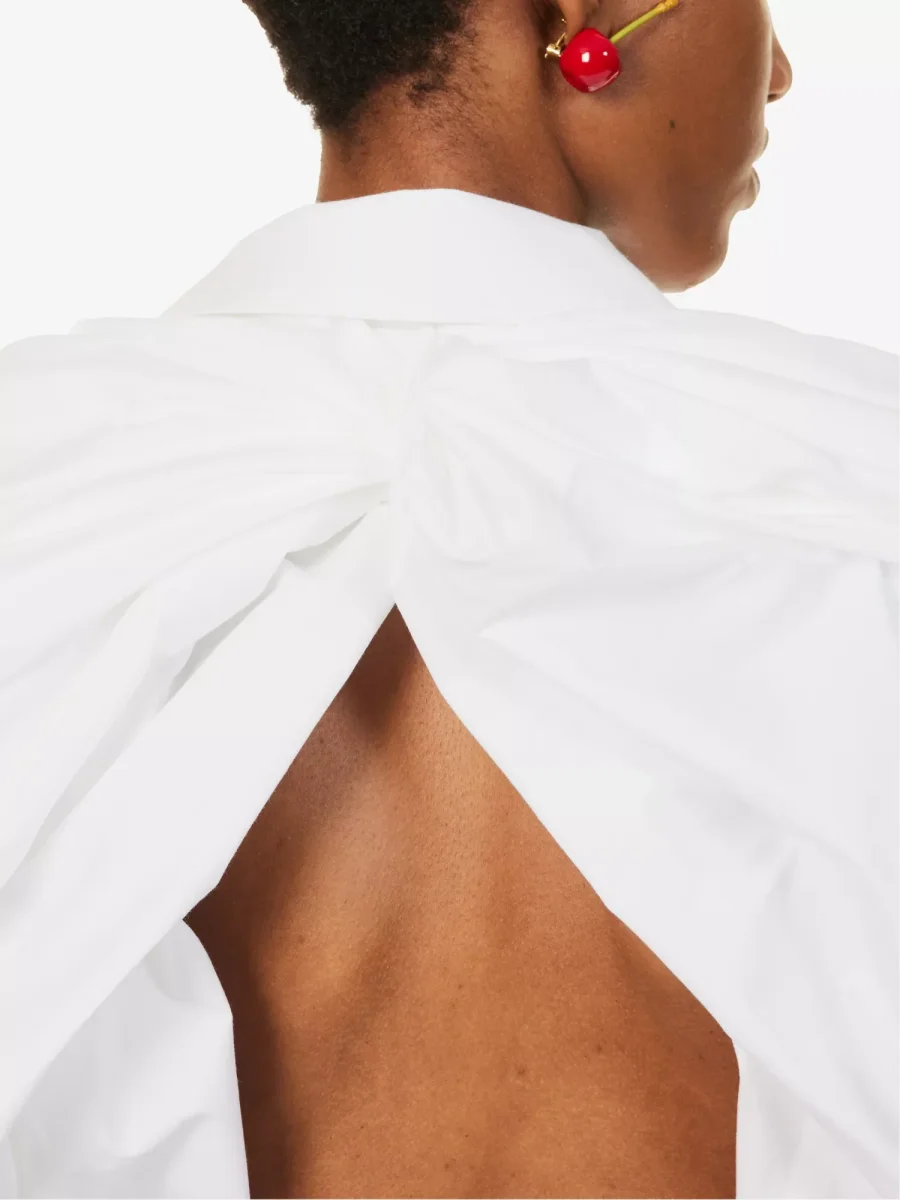 JACQUEMUS La Chemise Pavane Puffed Sleeve Woven Cropped Shirt - Imagen 4