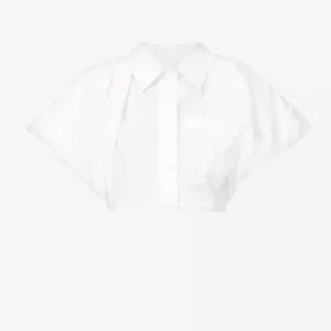 JACQUEMUS La Chemise Pavane Puffed Sleeve Woven Cropped Shirt