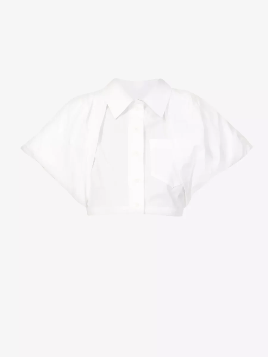 JACQUEMUS La Chemise Pavane Puffed Sleeve Woven Cropped Shirt
