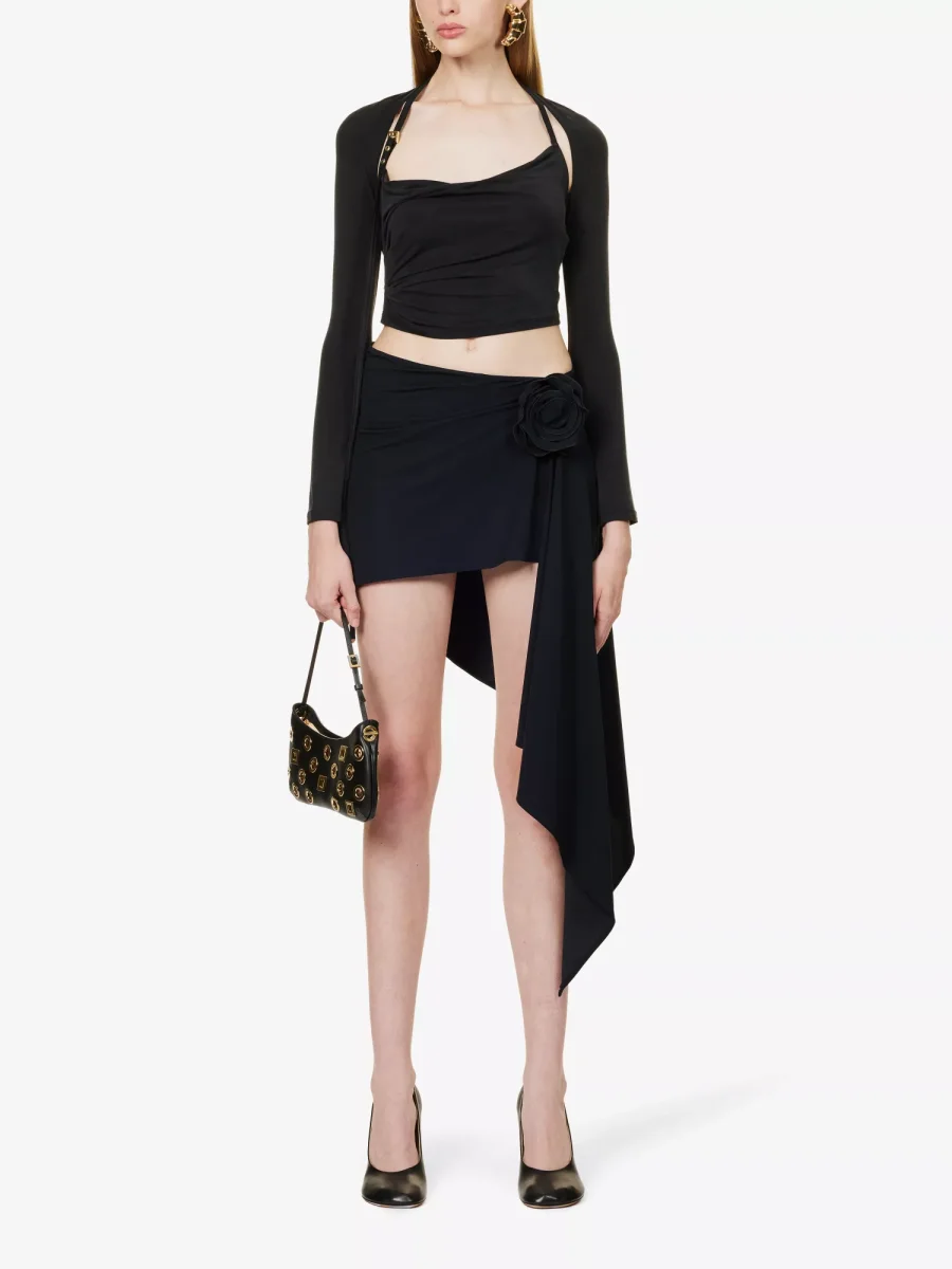 JACQUEMUS Le Haut Peplo Cut-Out Woven Black Top - Imagen 4