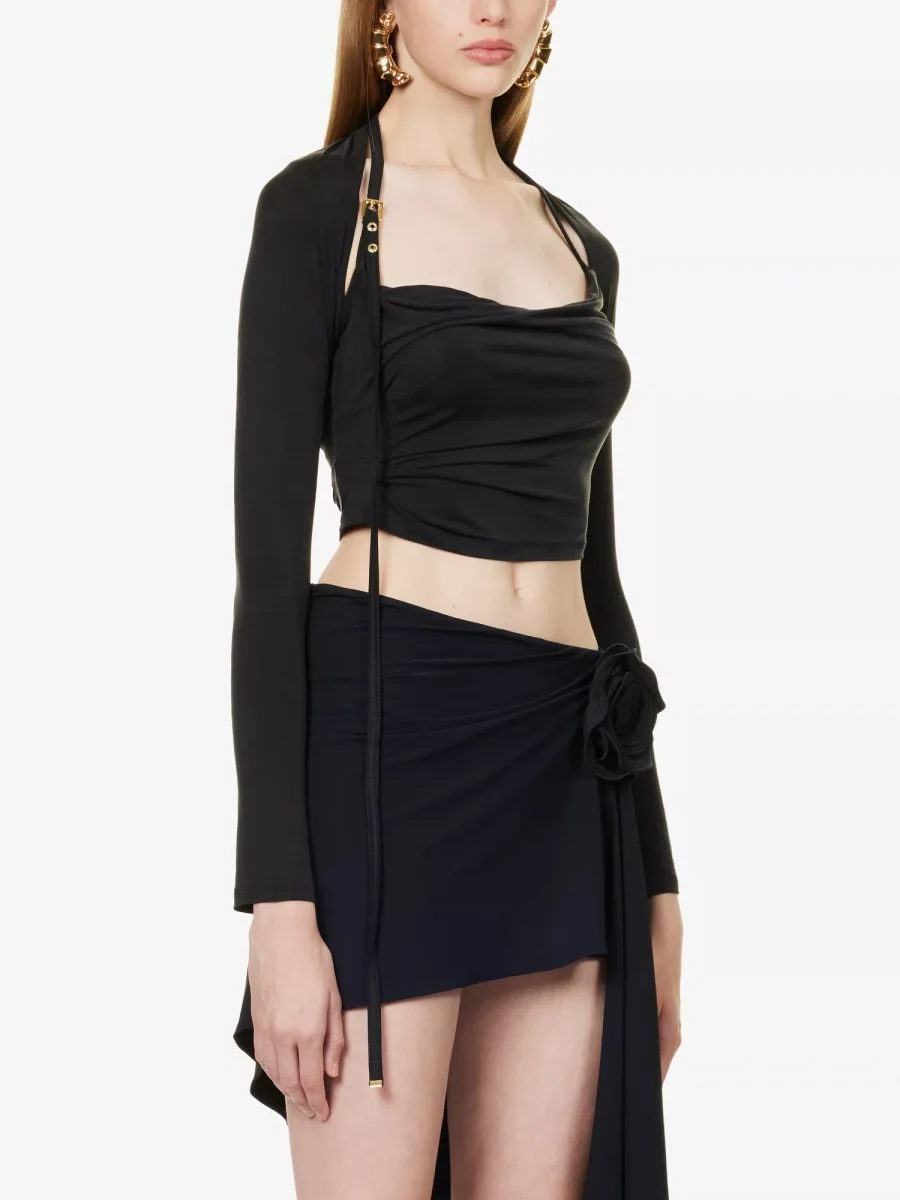 JACQUEMUS Le Haut Peplo Cut-Out Woven Black Top - Imagen 3