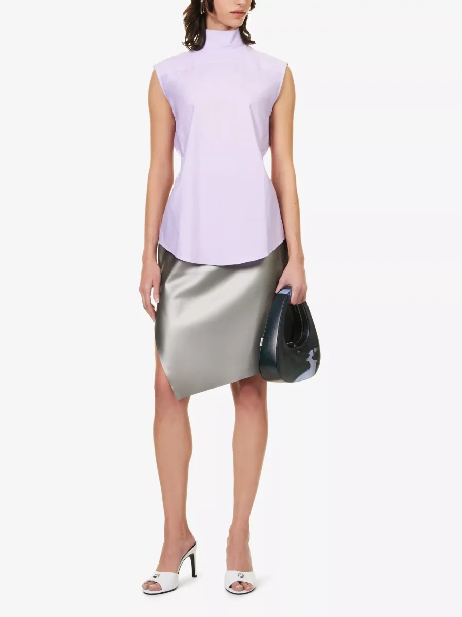 COPERNI Lilac Sleeveless High Neck Button Back Shirt - Imagen 6